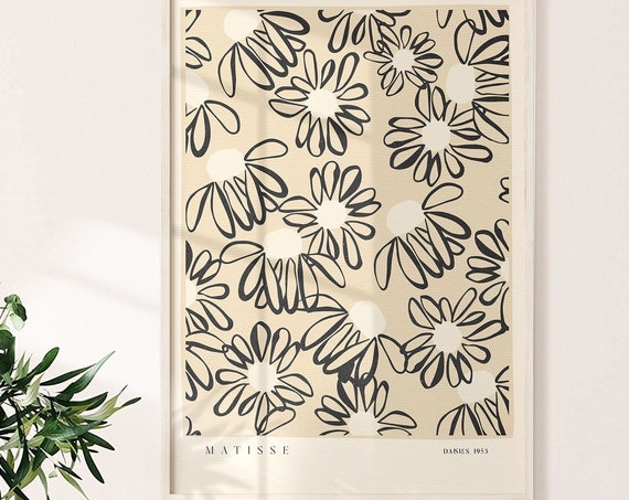 Matisse Inspired Daisy Print Floral Wall Art