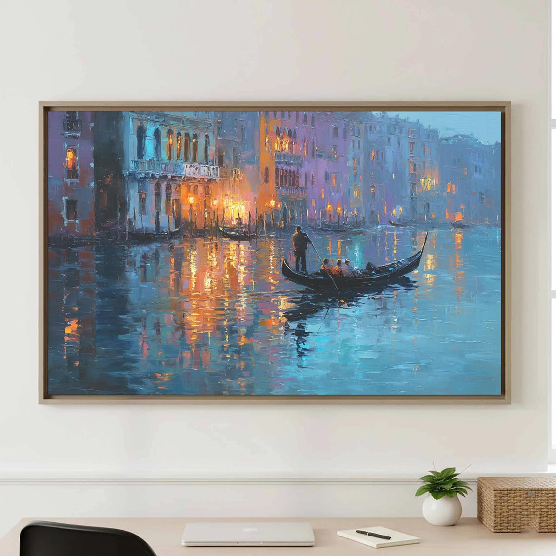 Venice Gondola Grand Canal Dusk Impressionist Nightscape Poster