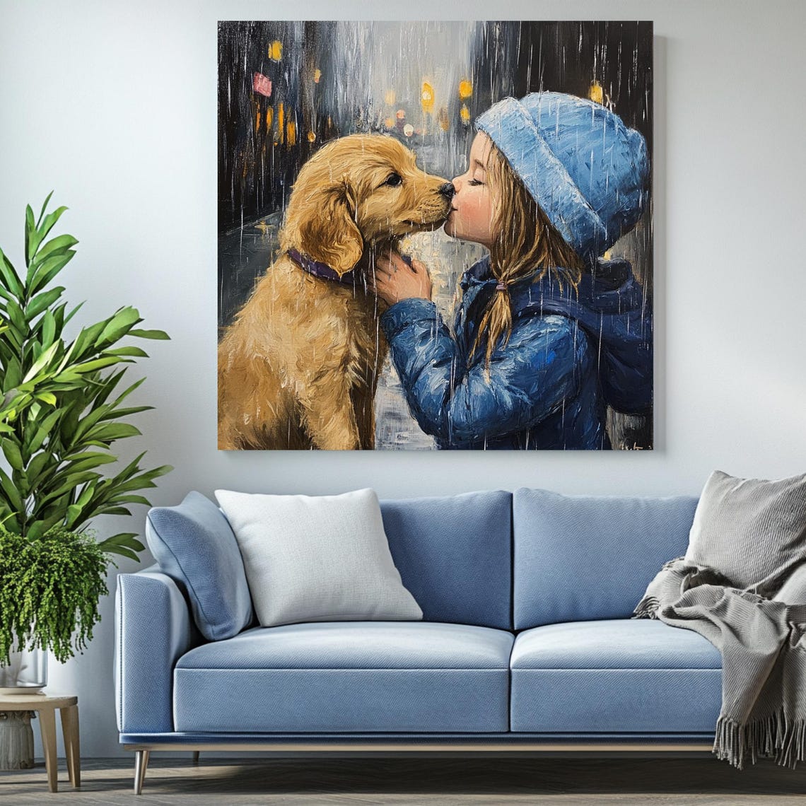 Girl And Dog Art Print, Kids Room Decor - Image 2
