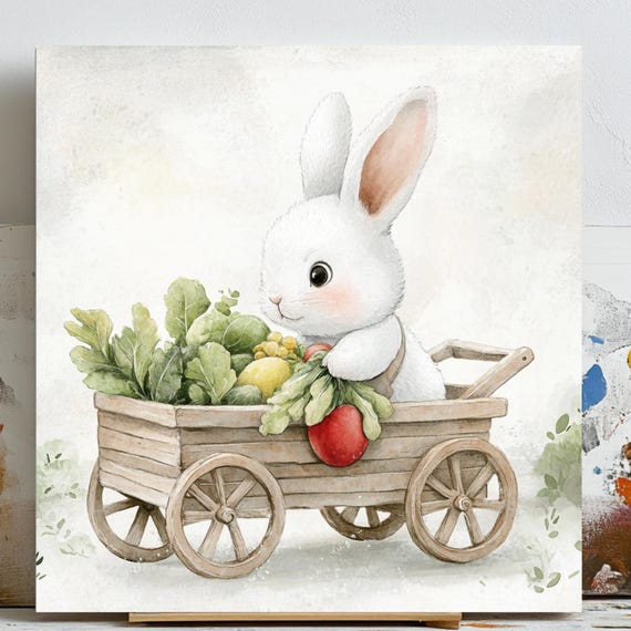 Bunny Art Print, Vegetable Kitchen Decor