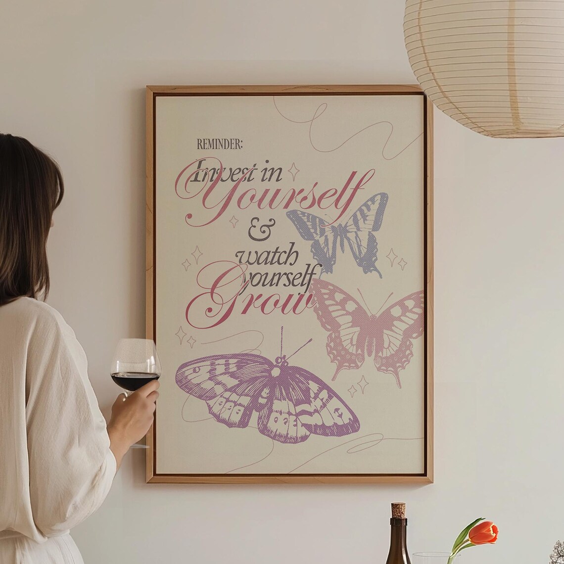 Invest In Yourself Colorful Butterfly Self Growth Motivational Poster