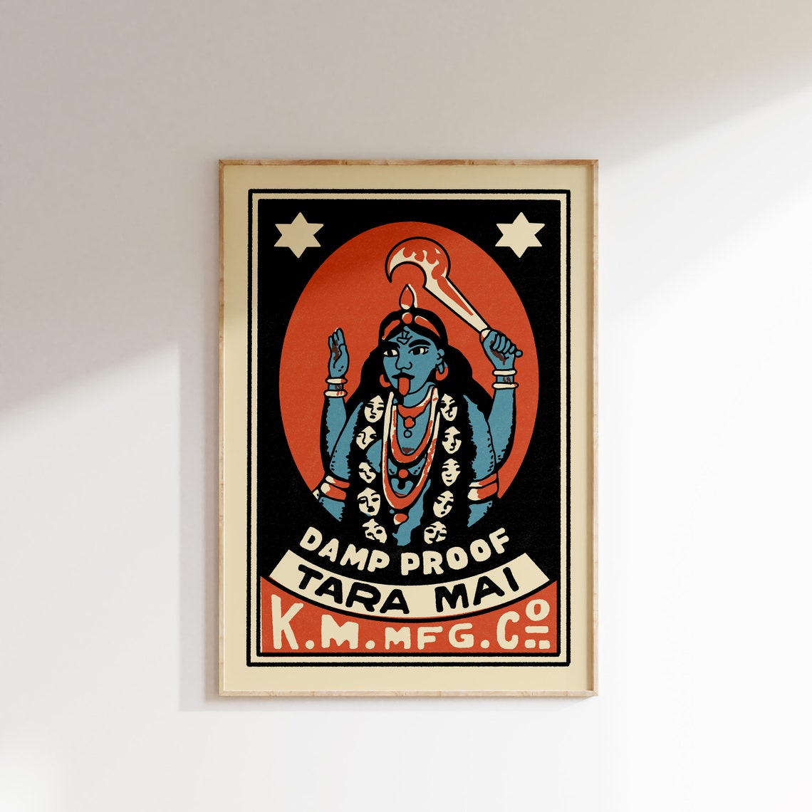 Tara Mai Kali Goddess Retro Indian Matchbox Label Vintage Art Poster
