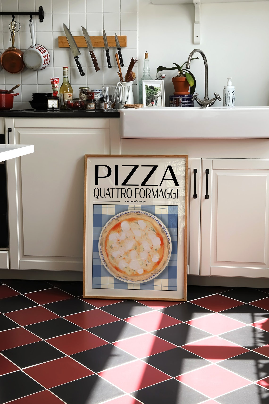 Pizza Quattro Formaggi Italian Kitchen Poster Rustic Food Art - Image 4