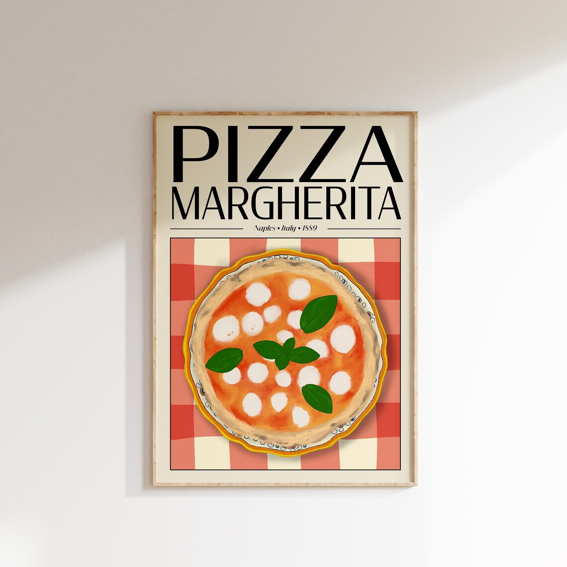 Pizza Margherita Naples Italy 1889 Retro Italian Kitchen Wall Poster