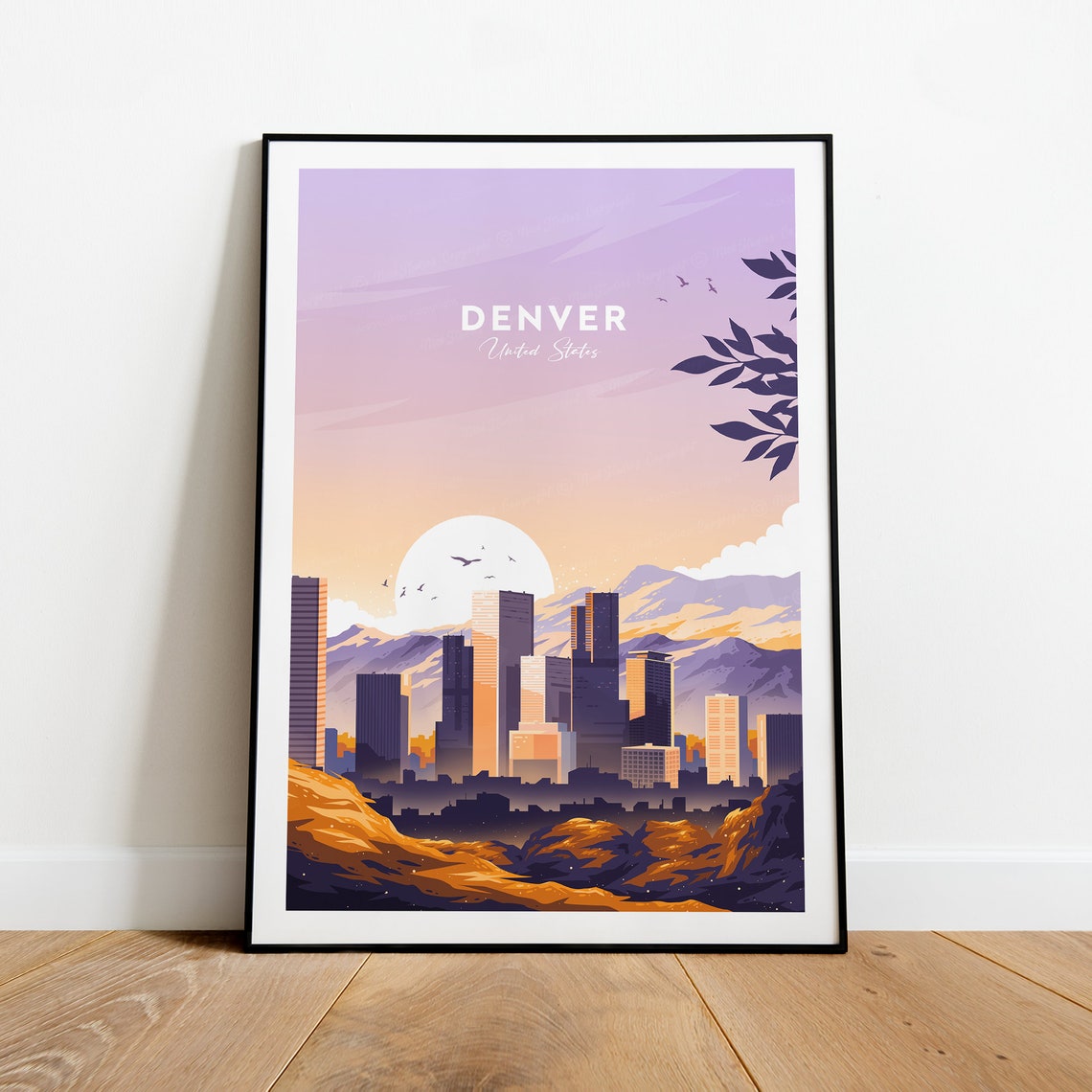 Denver Colorado Sunset Skyline Rocky Mountain Front Range Poster