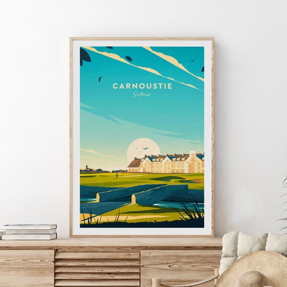 Carnoustie Traditional Golf Print Scotland Golf Print Carnoustie Poster Wedding Gift Birthday