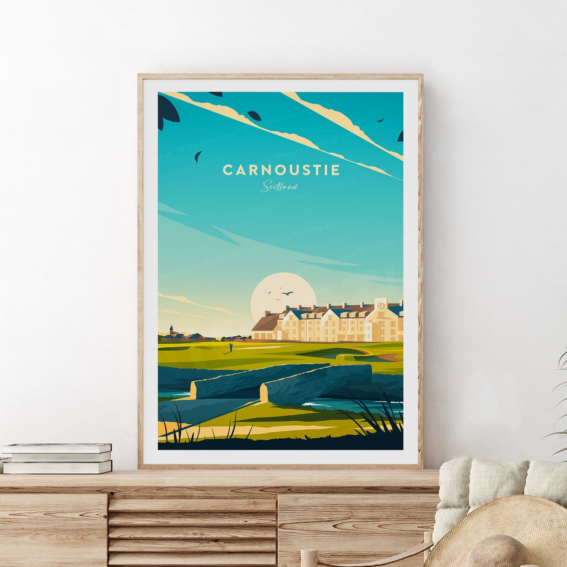 Carnoustie Scotland Golf Course Sunset Clubhouse Fairway Poster