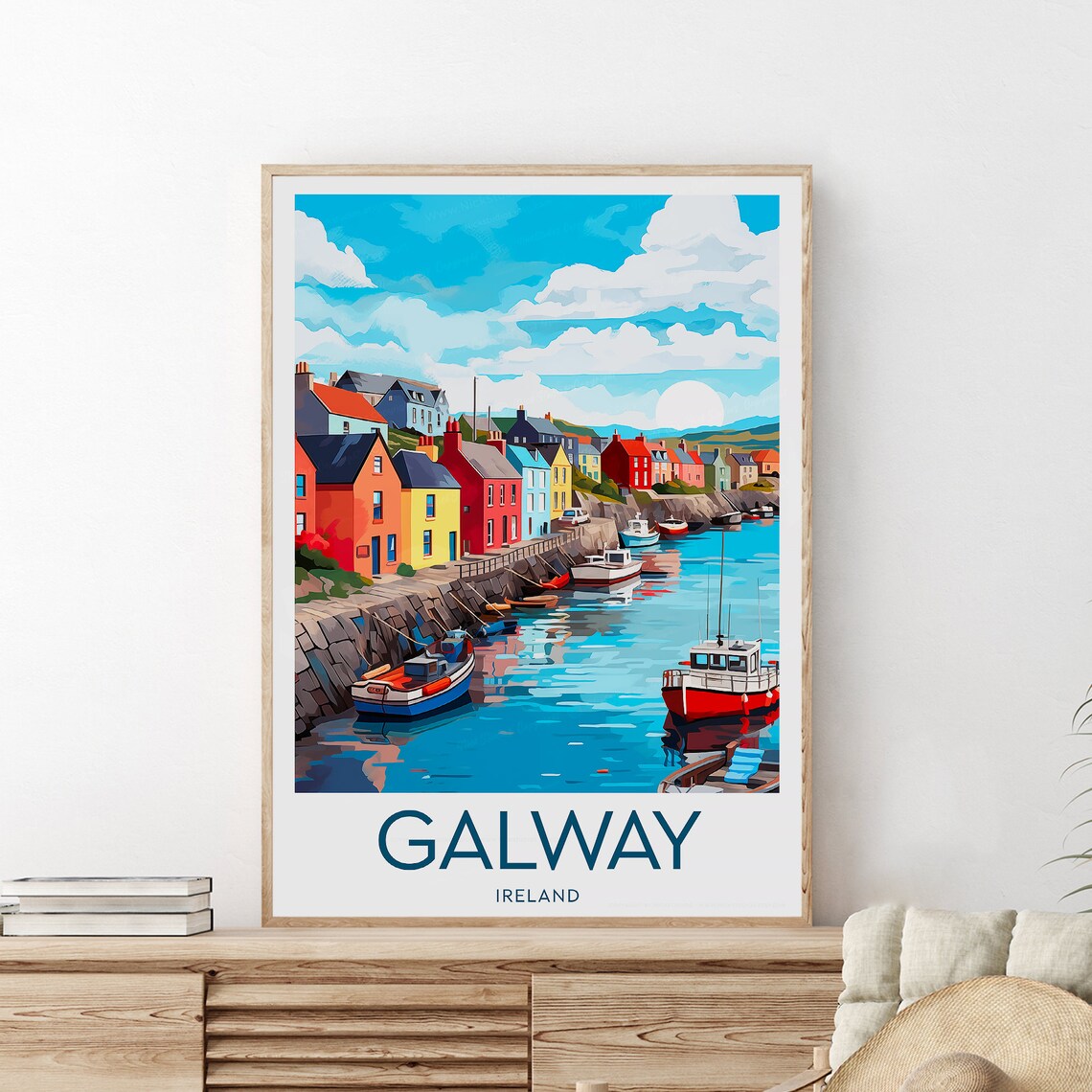 Galway Ireland Colorful Harbor Houses Fishing Boats Scenic Poster - Image 2