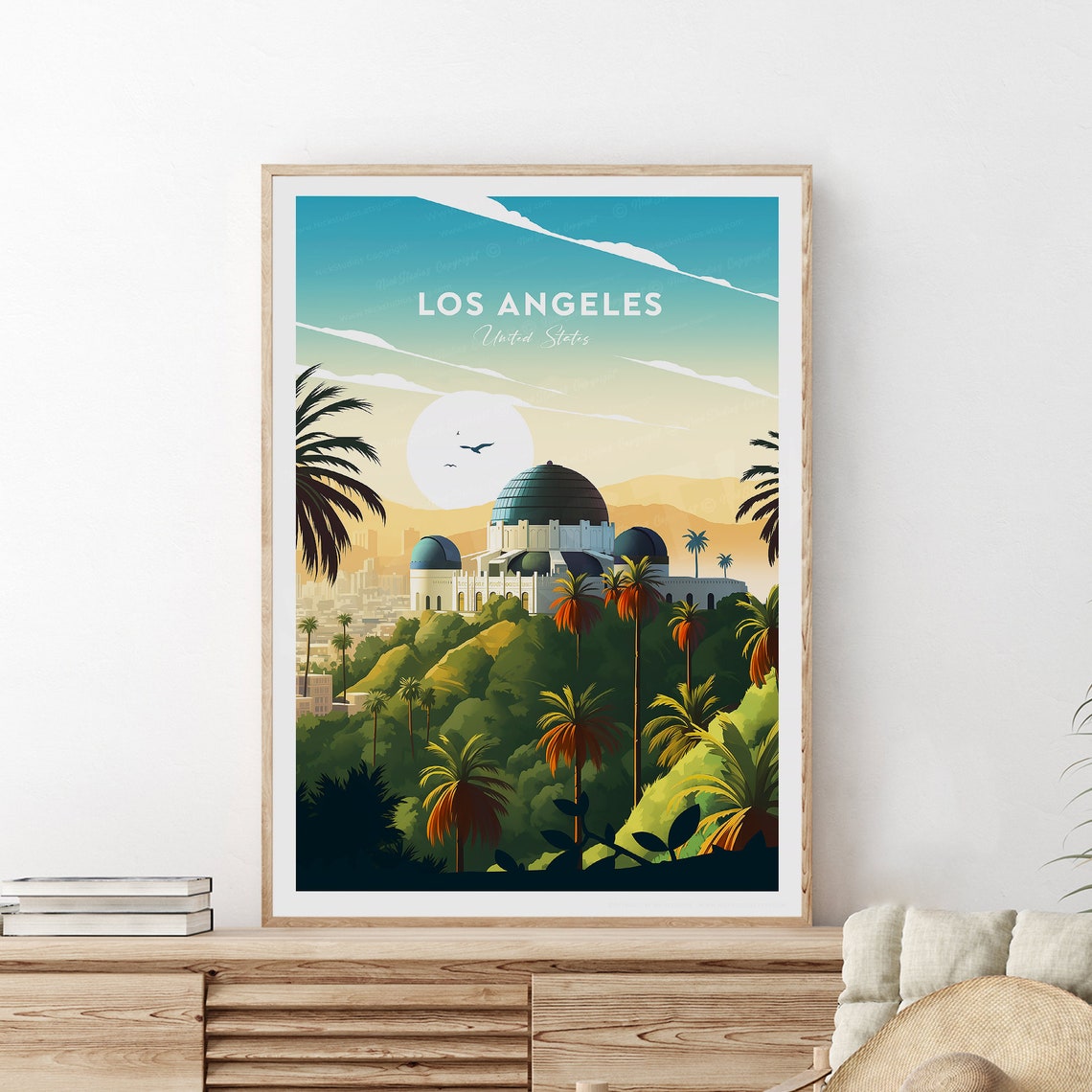 Los Angeles Griffith Observatory Sunset Travel California Art Poster - Image 2