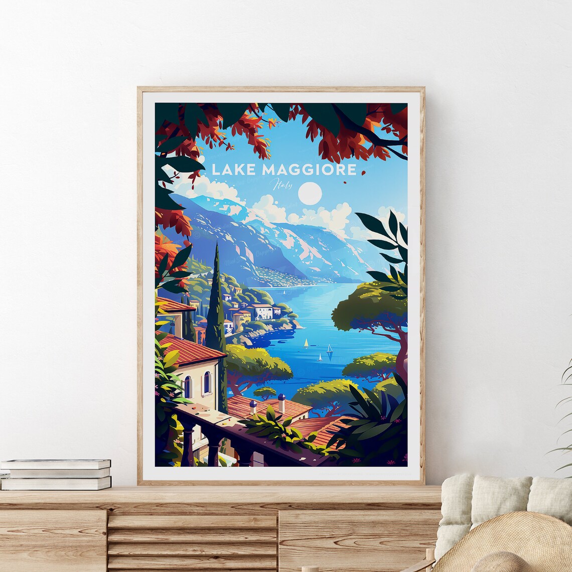 Lake Maggiore Italy Terrace View Lakeside Town Travel Poster - Image 2