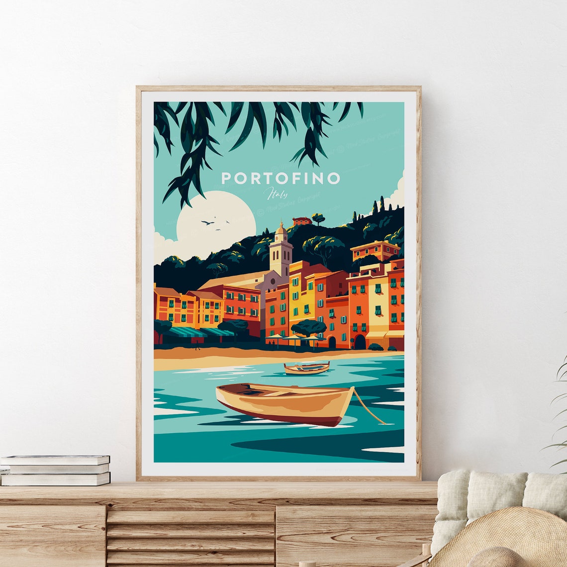 Portofino Traditional Travel Print Italy Portofino Poster Portofino Artwork Italy Print Birthday Gift Wedding