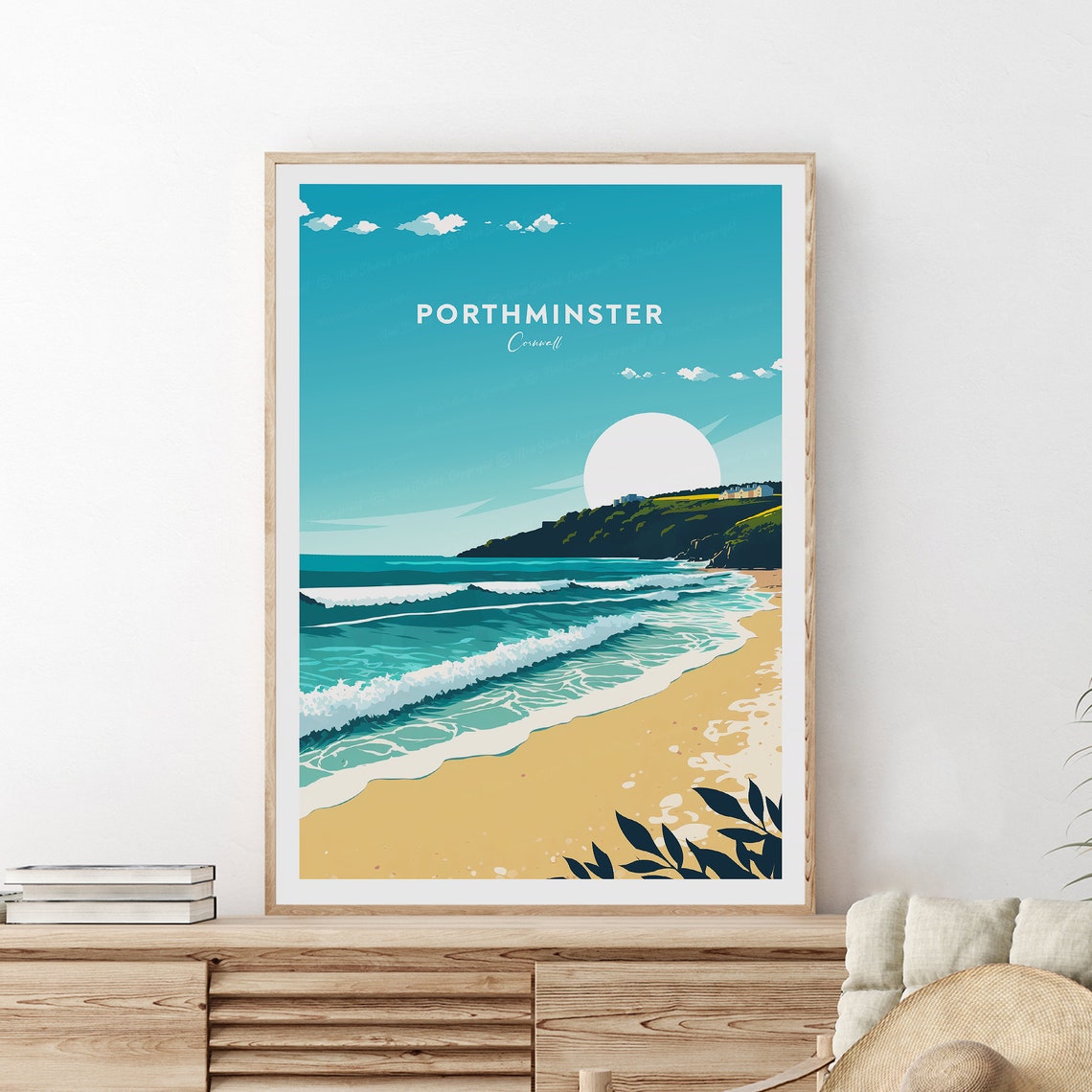 Porthminster Cornwall Beach Waves Sun Minimalist Travel Poster - Image 2