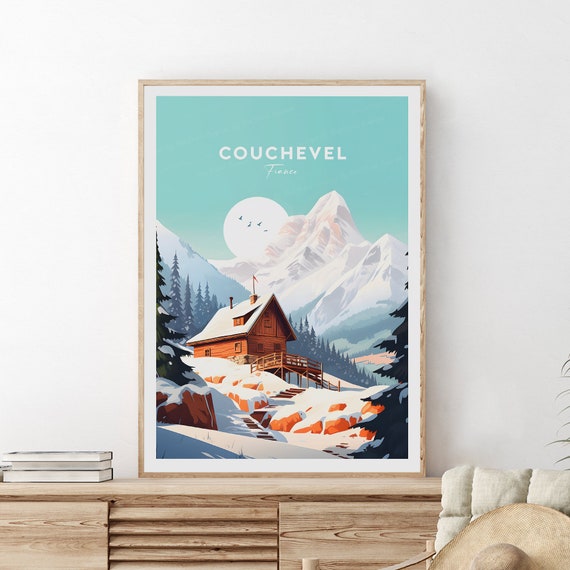 Courchevel Traditional Travel Print France Ski Resort Courchevel Poster Wedding Gift Birthday