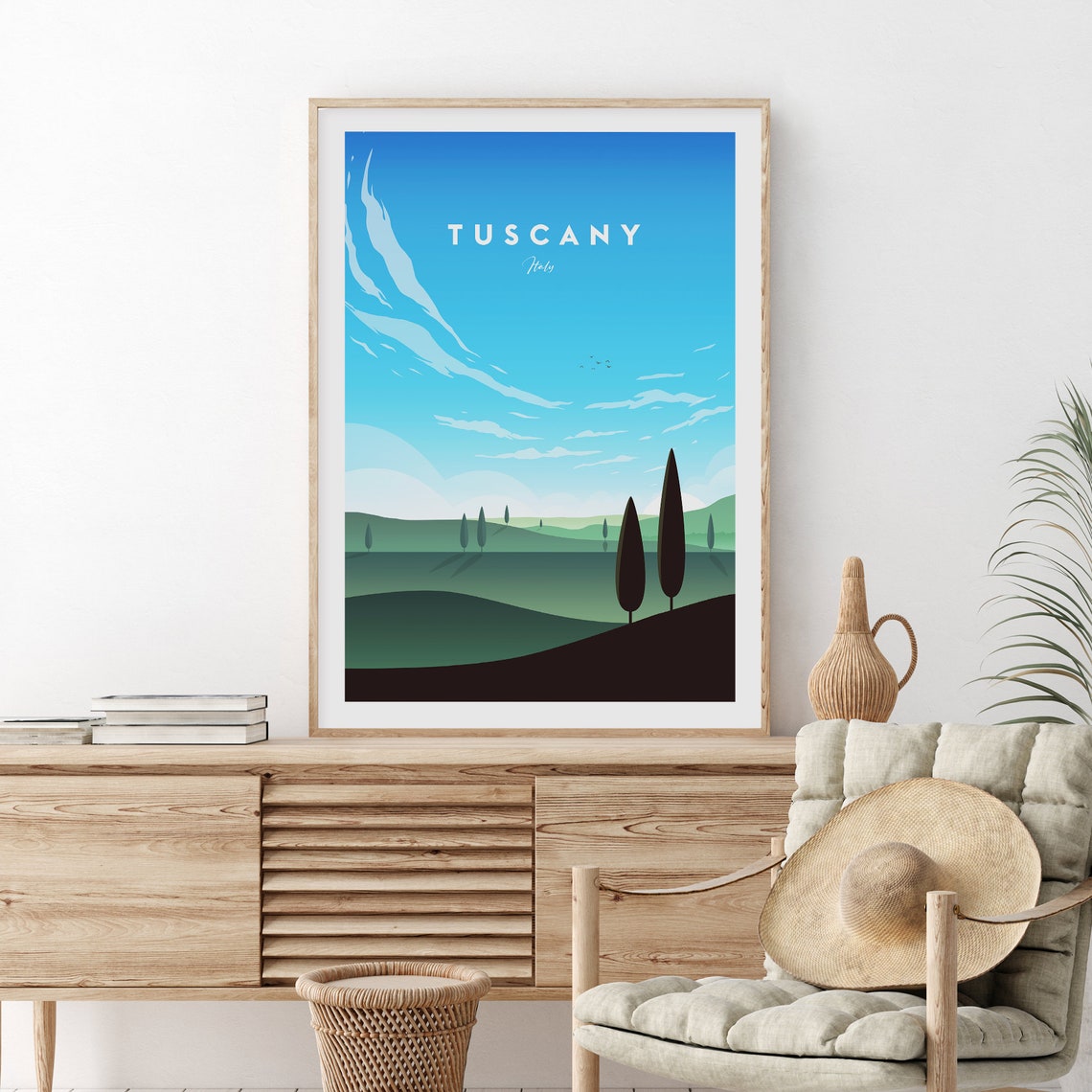 Tuscany Italy Rolling Hills Cypress Trees Countryside Travel Poster