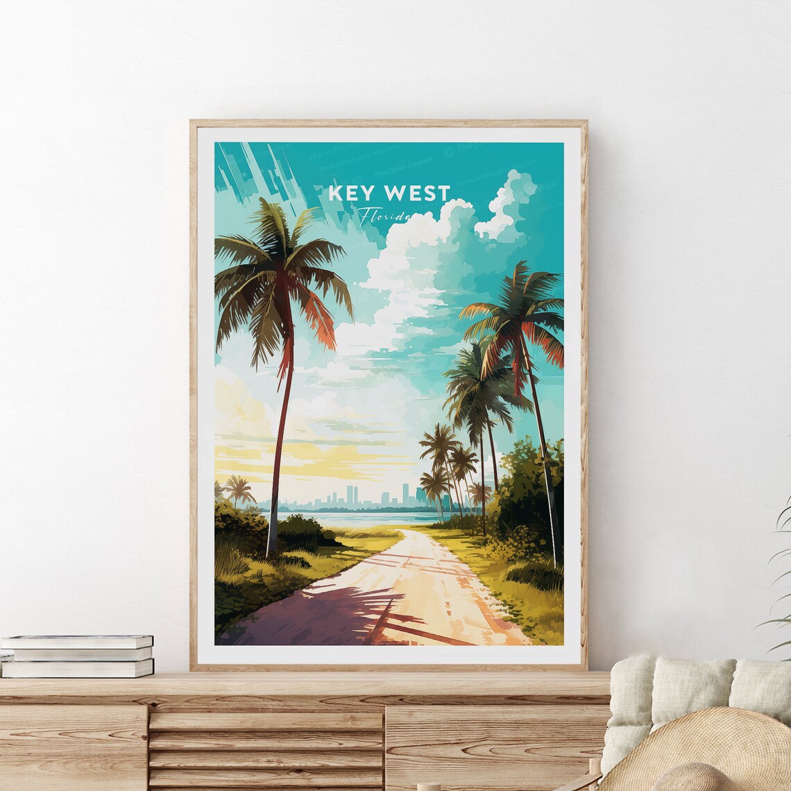 Key West Florida Tropical Palm Road Vintage Travel Poster Art - Image 2
