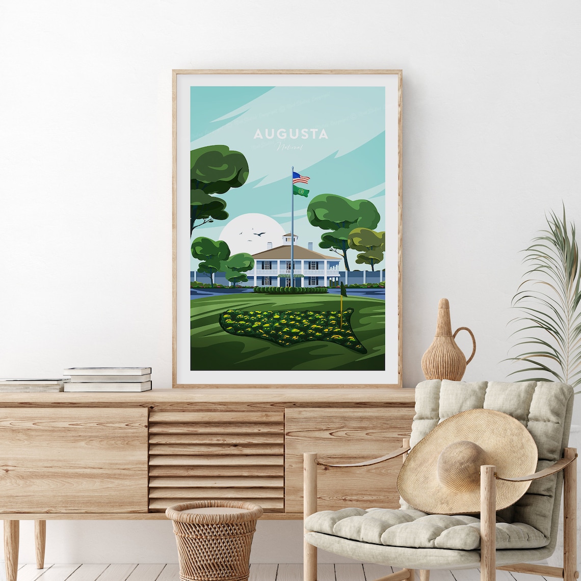 Augusta National Georgia Clubhouse Magnolia Golf Scene Poster - Image 2