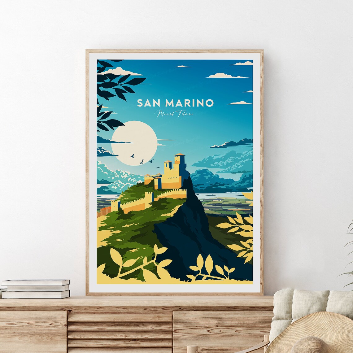 San Marino Mount Titano Ancient Fortress Hilltop Travel Poster - Image 2