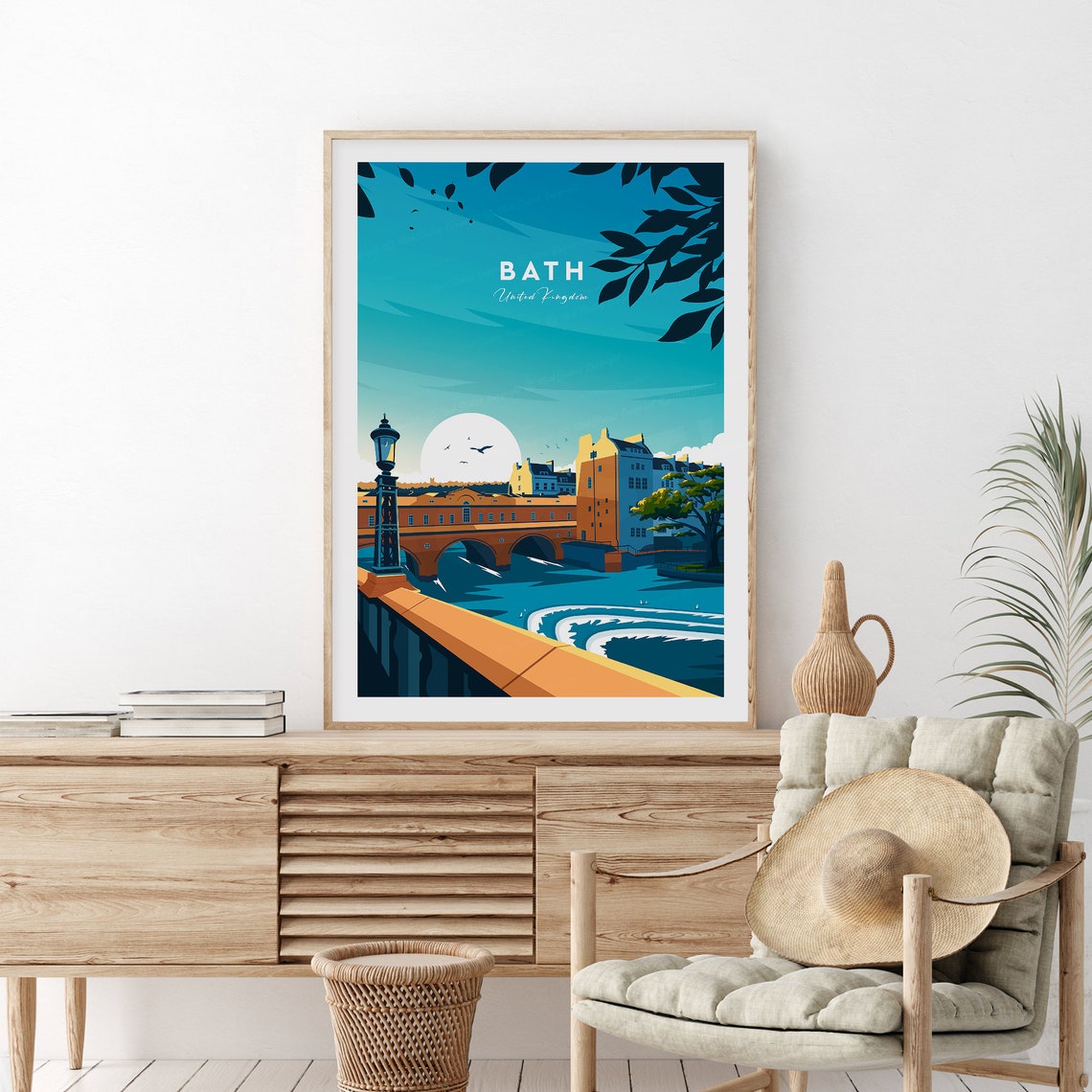 Historic Bath Pulteney Bridge Spanning River Avon at Sunset Poster