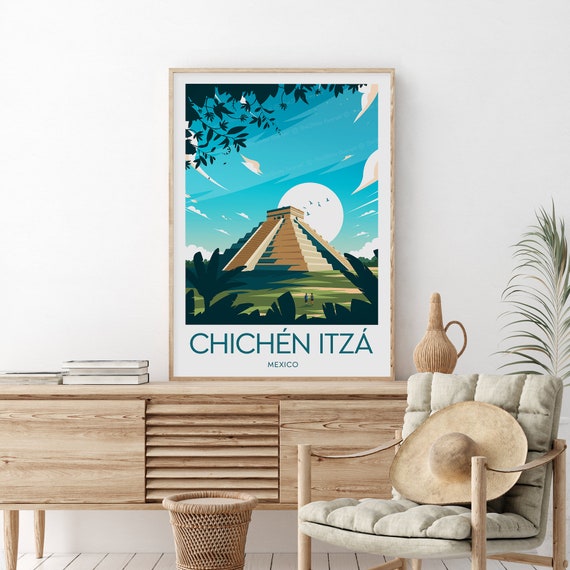 Chichen Itza Maya Pyramid Mexico Ancient Ruins Travel Poster