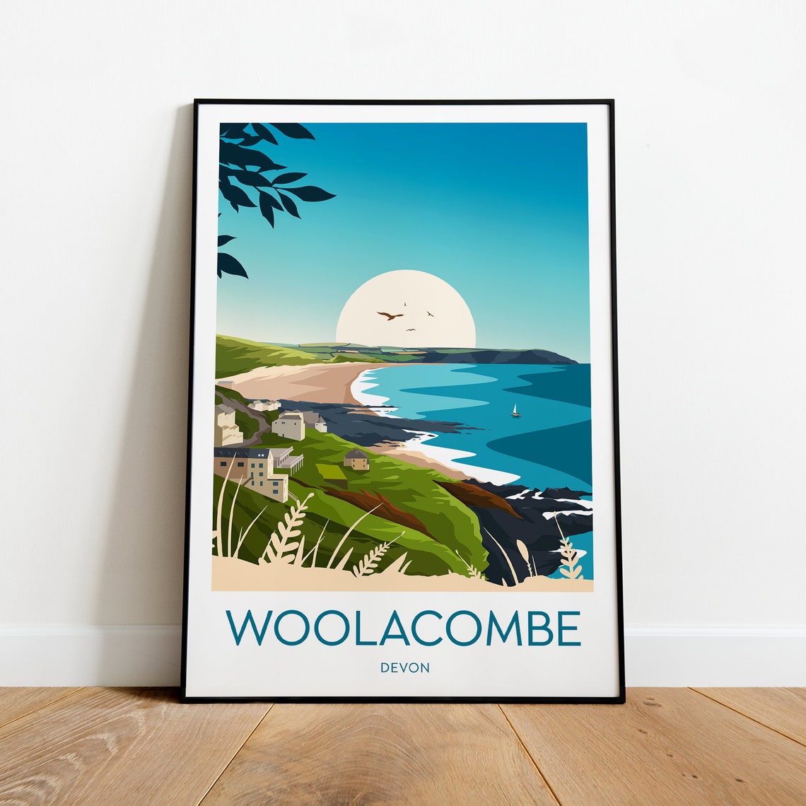 Woolacombe Devon England Golden Sandy Bay Coast Travel Poster - Image 2