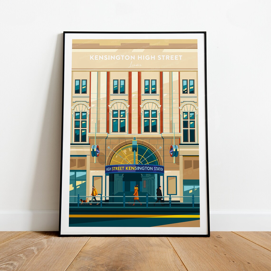 Kensington High Street London Underground Station Vintage Poster - Image 2
