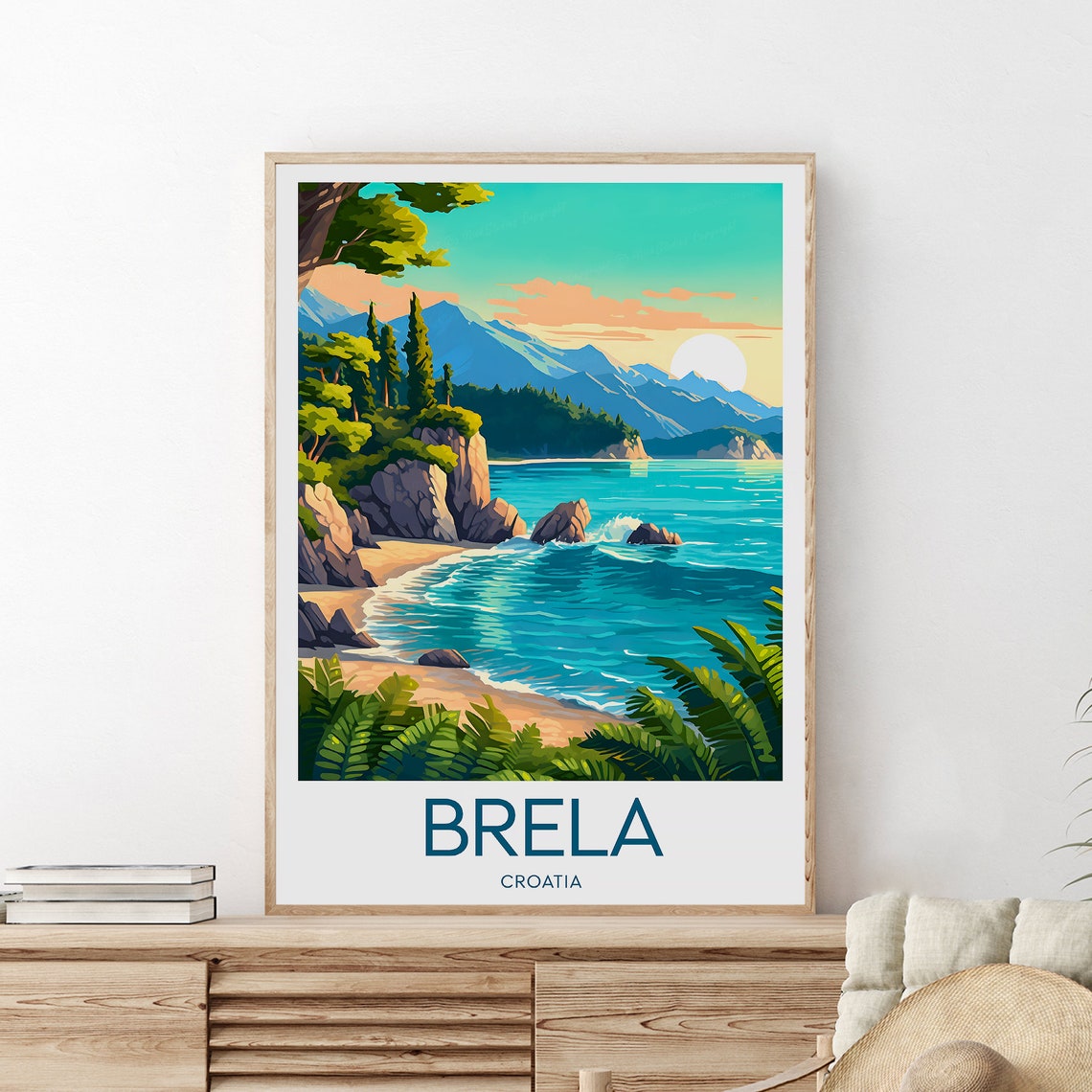 Brela Croatia Turquoise Cove Pine Cliffs Adriatic Travel Poster - Image 2