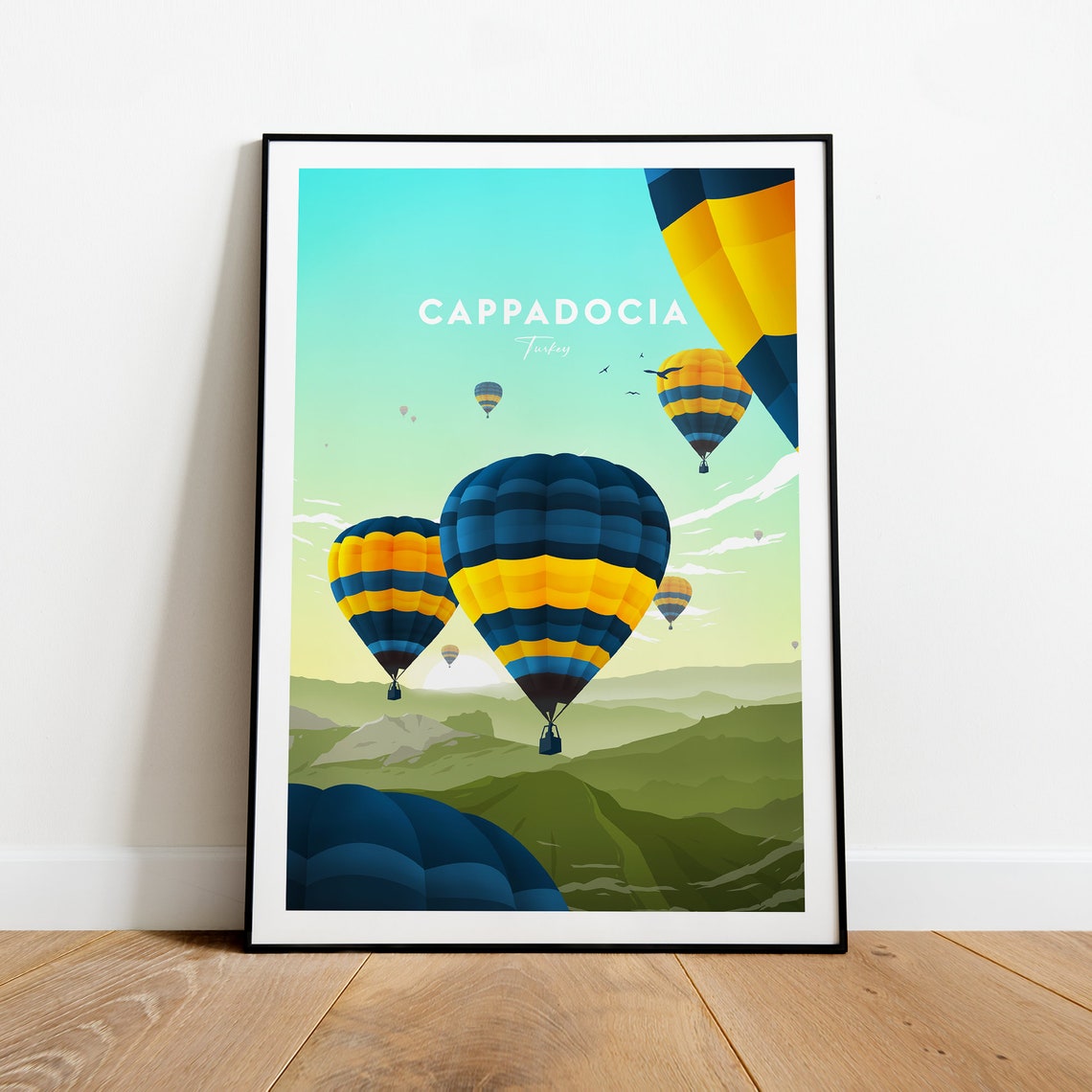 Cappadocia Colorful Hot Air Balloons Green Valley Turkey Poster - Image 2