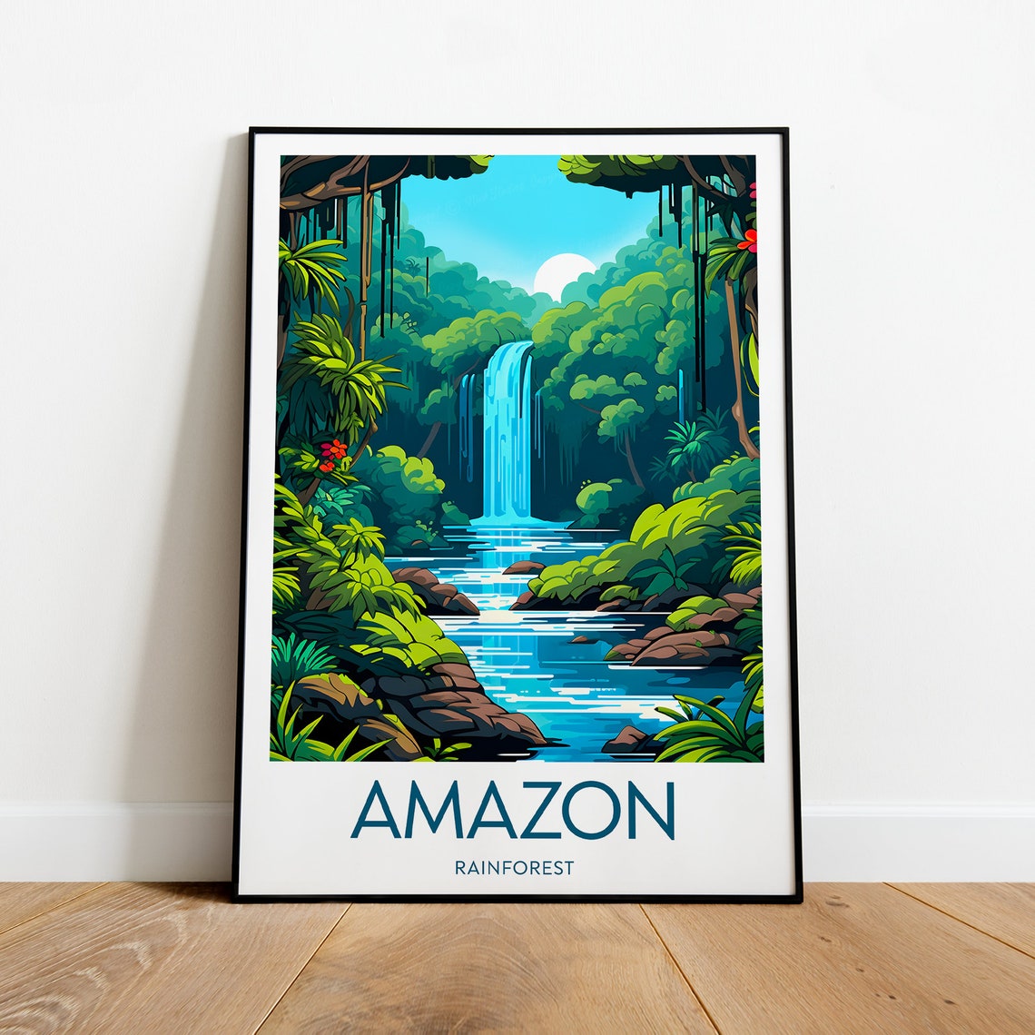 Amazon Rainforest Waterfall Jungle Tropical Nature Travel Poster - Image 2