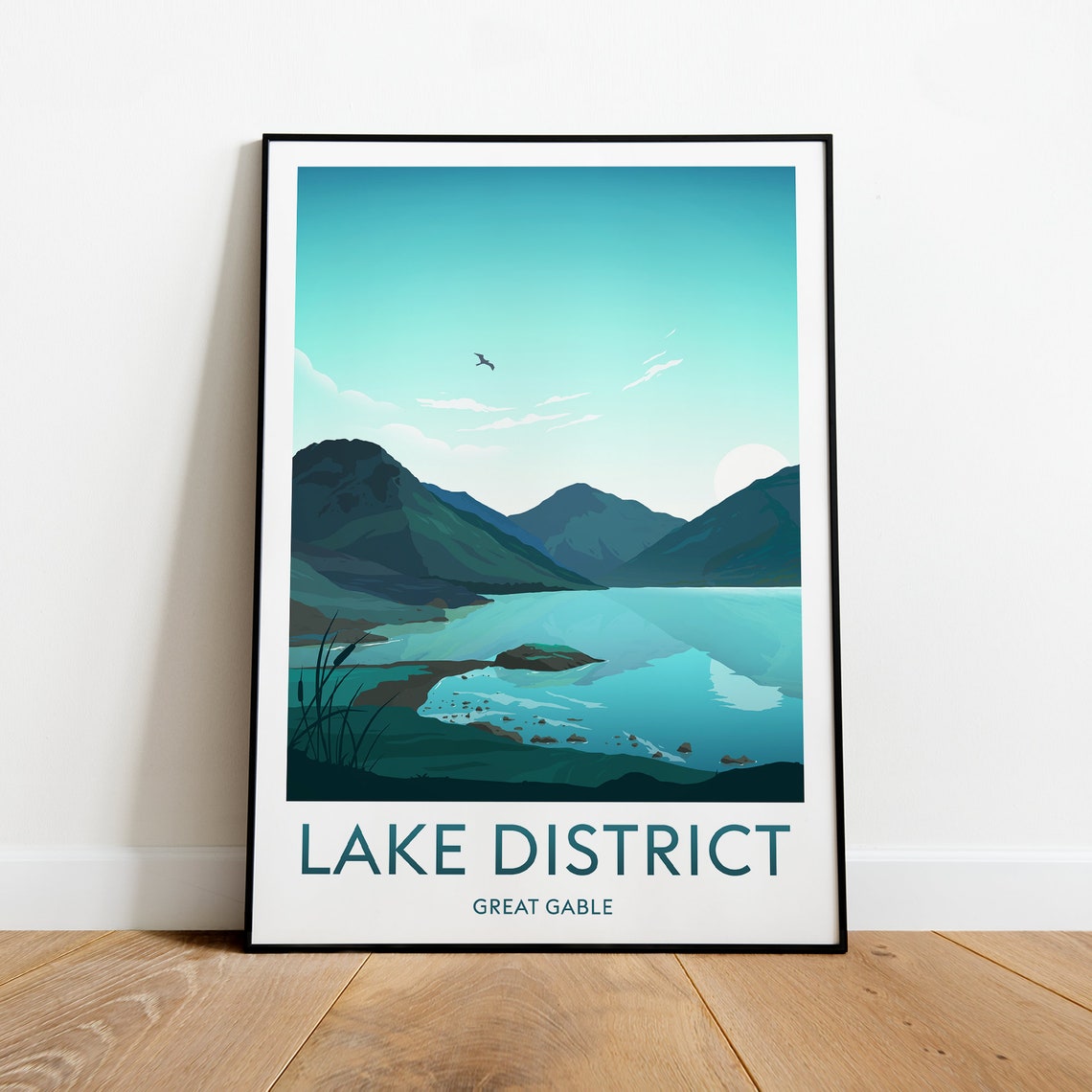 Lake District Great Gable Mountain Lake Sunset Travel Poster - Image 2