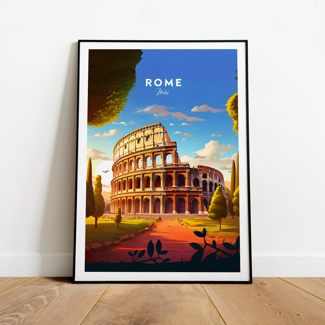 Rome Italy Colosseum Ancient Amphitheatre Golden Light Poster - Image 2