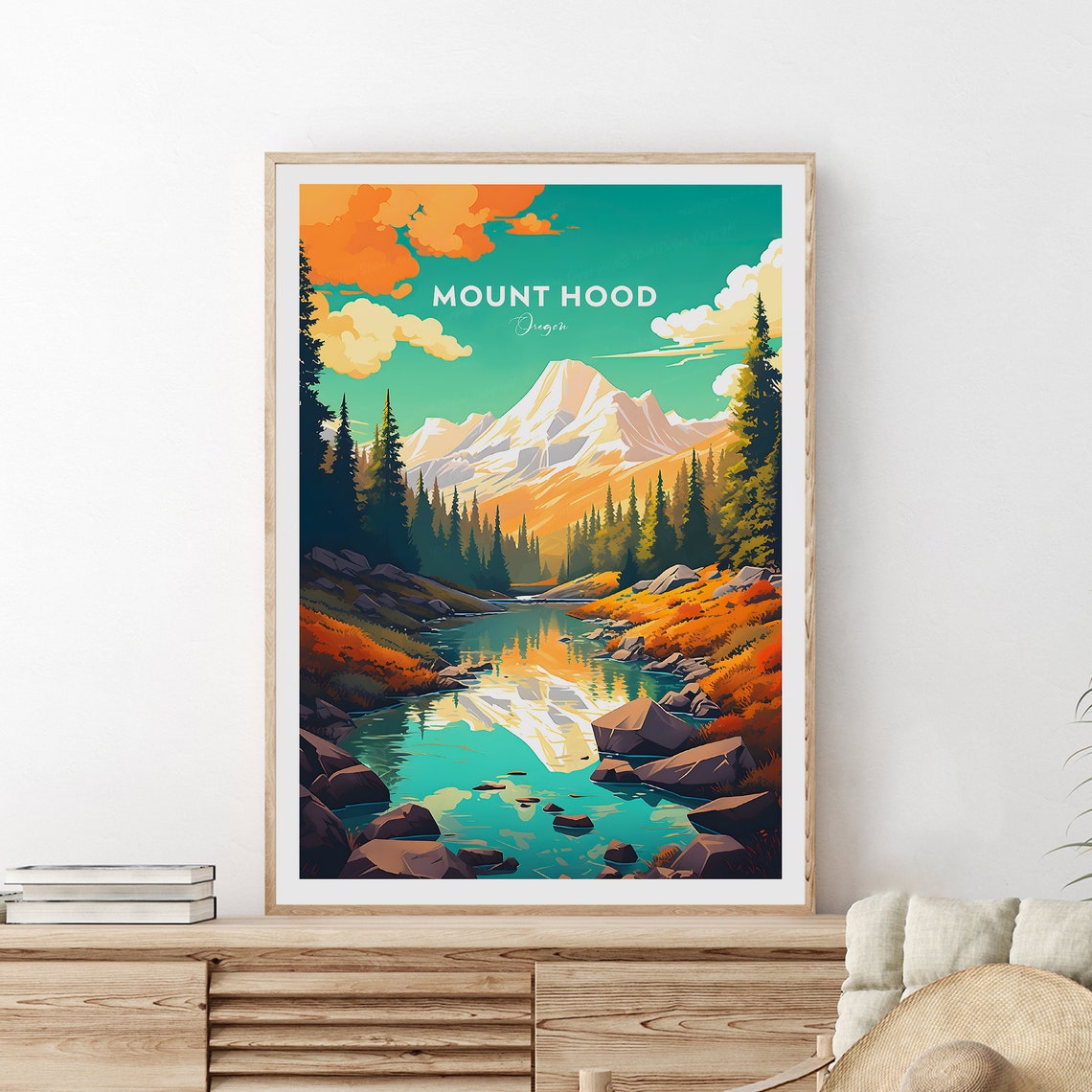 Mount Hood Oregon Snow Peak Reflected in a Mountain Lake Poster - Image 2