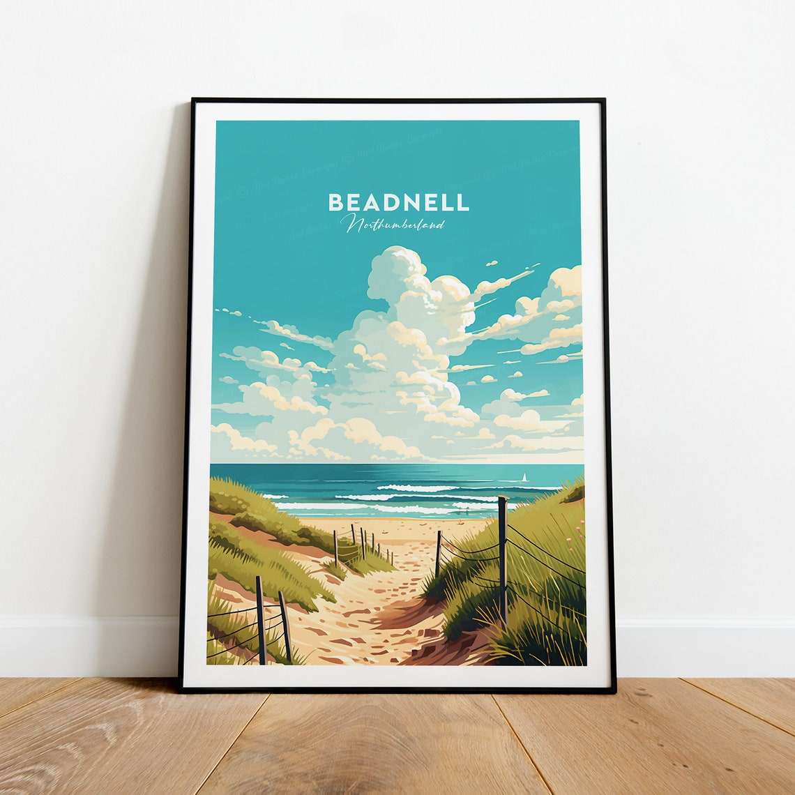 Beadnell Northumberland Sandy Beach Path Through Dunes Poster