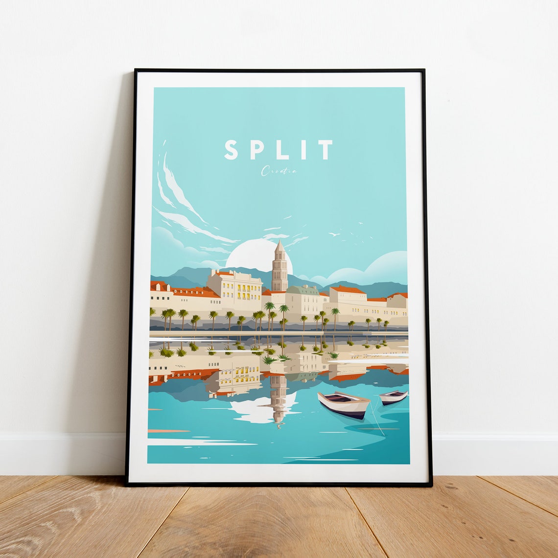 Split Croatia Riva Waterfront Harbor Traditional Style Travel Poster