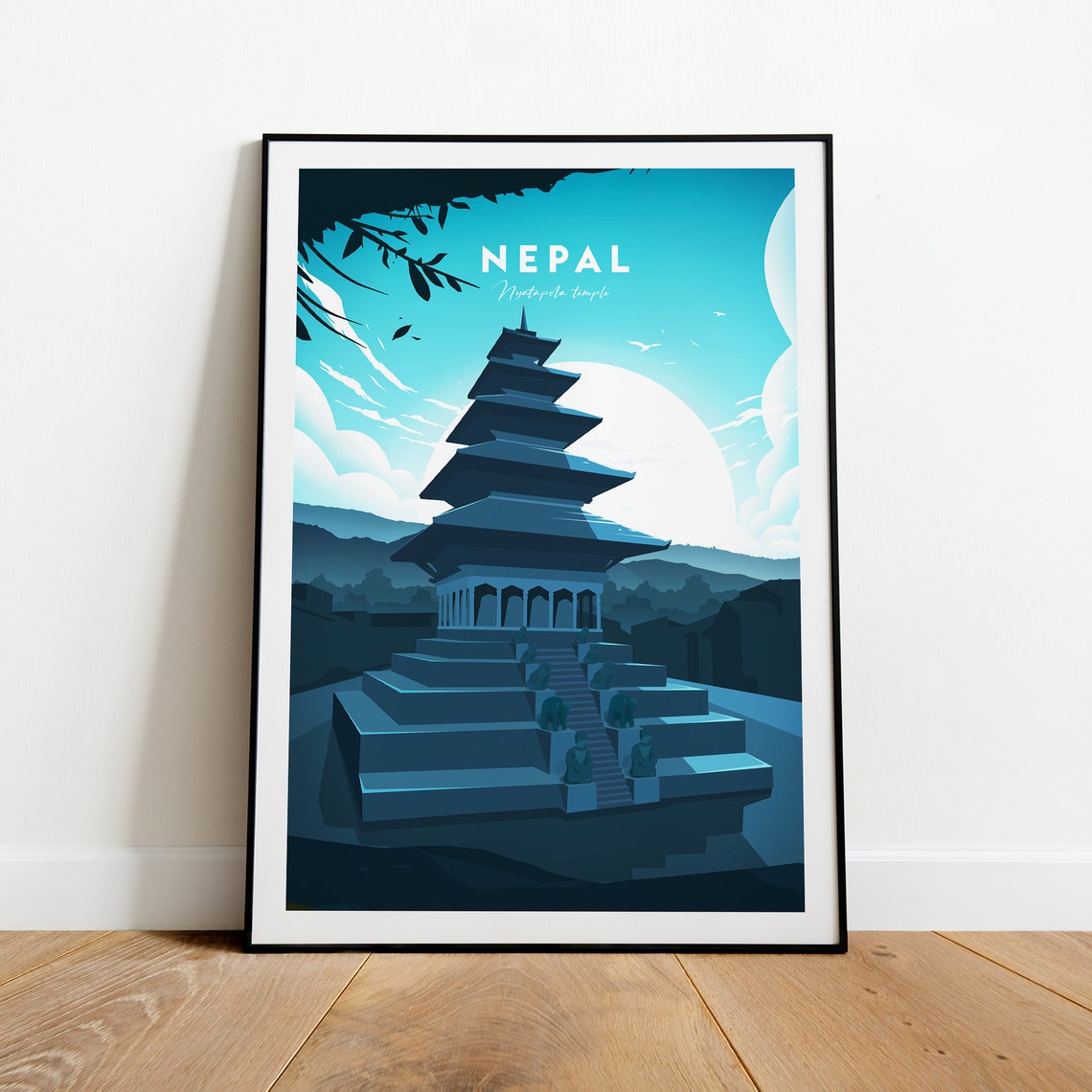 Nepal Nyatapola Temple Five Tiered Pagoda in Moonlight Poster - Image 2