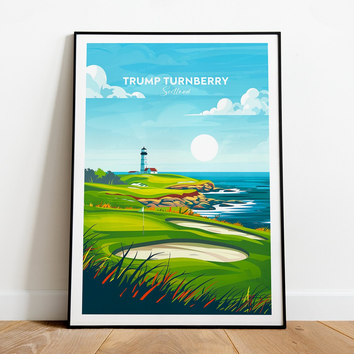 Trump Turnberry Scotland Links Golf Course Lighthouse Travel Poster