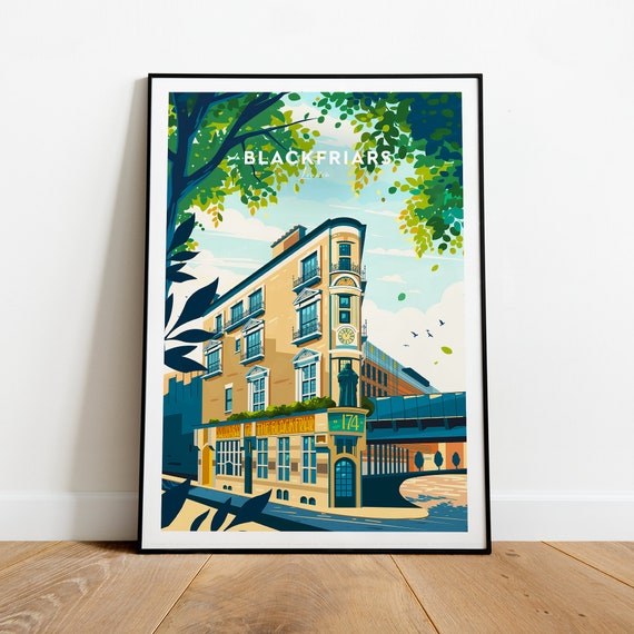 Blackfriars Traditional Travel Print London London Poster London Blackfriars Print London Pub Poster Wedding Gift Birthday
