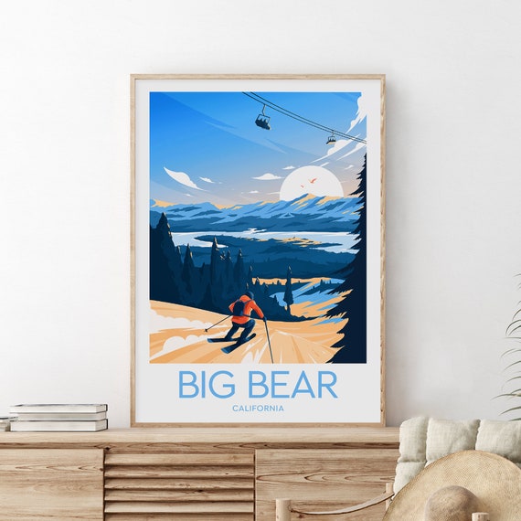 Big Bear Ski Print California Big Bear Ski Poster Wedding Gift Birthday