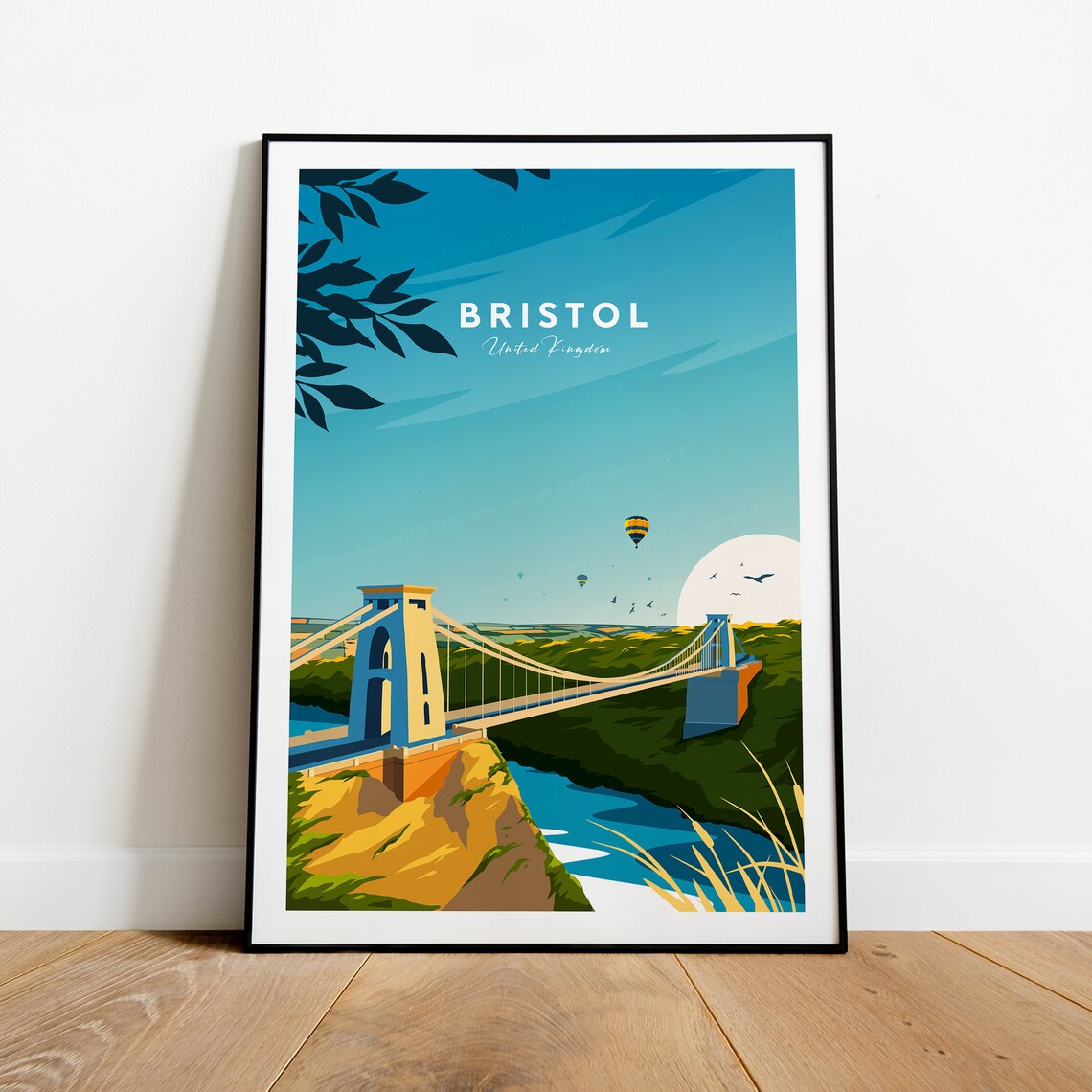 Bristol Clifton Suspension Bridge Balloon Festival Travel Poster - Image 2