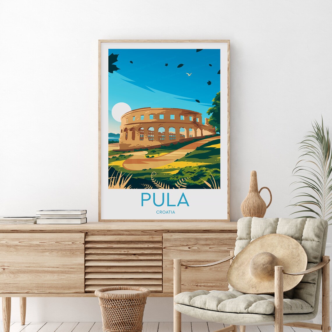 Pula Croatia Roman Amphitheatre Arena Landmark Travel Poster