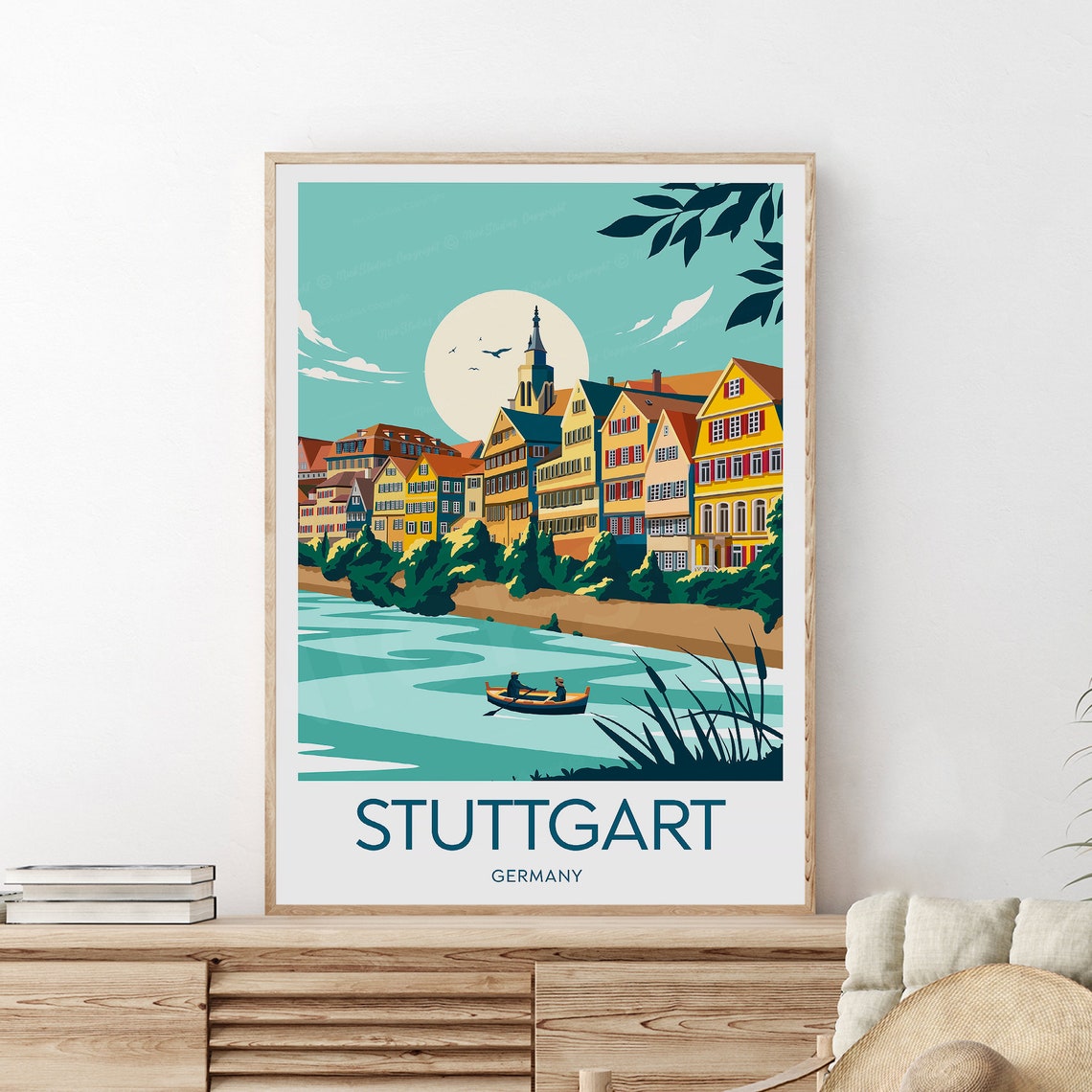 Stuttgart Germany Riverside Old Town Half-Timbered Neckar Poster