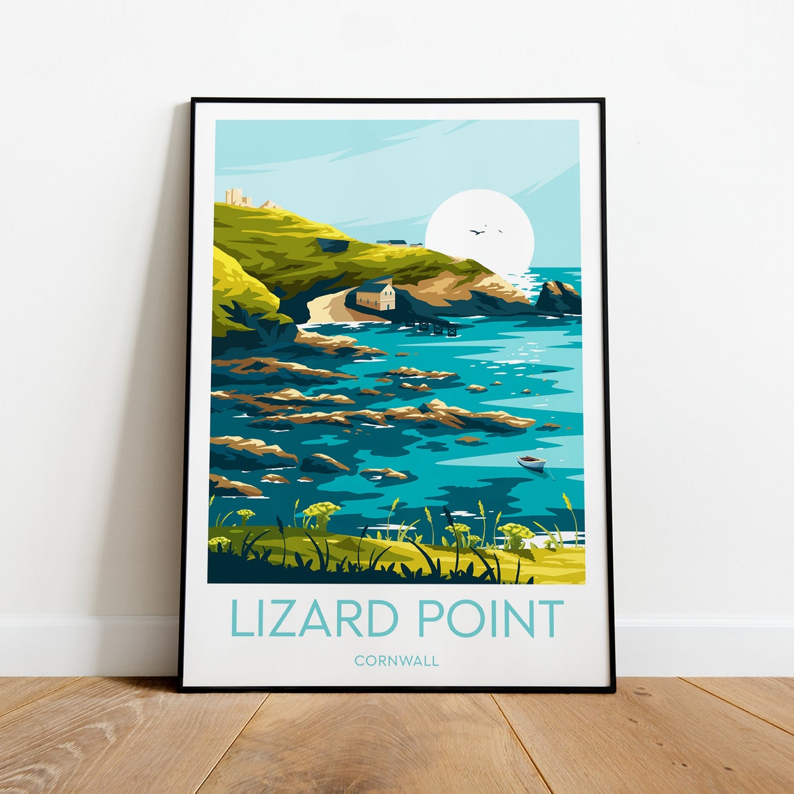 Lizard Point Cornwall Rugged Rocky Coastline Golden Hour Poster - Image 2