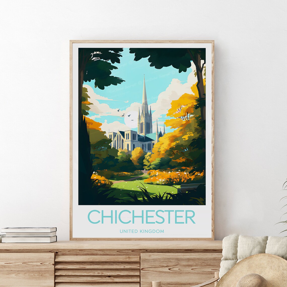 Autumn Chichester England Cathedral Gardens Park View Poster
