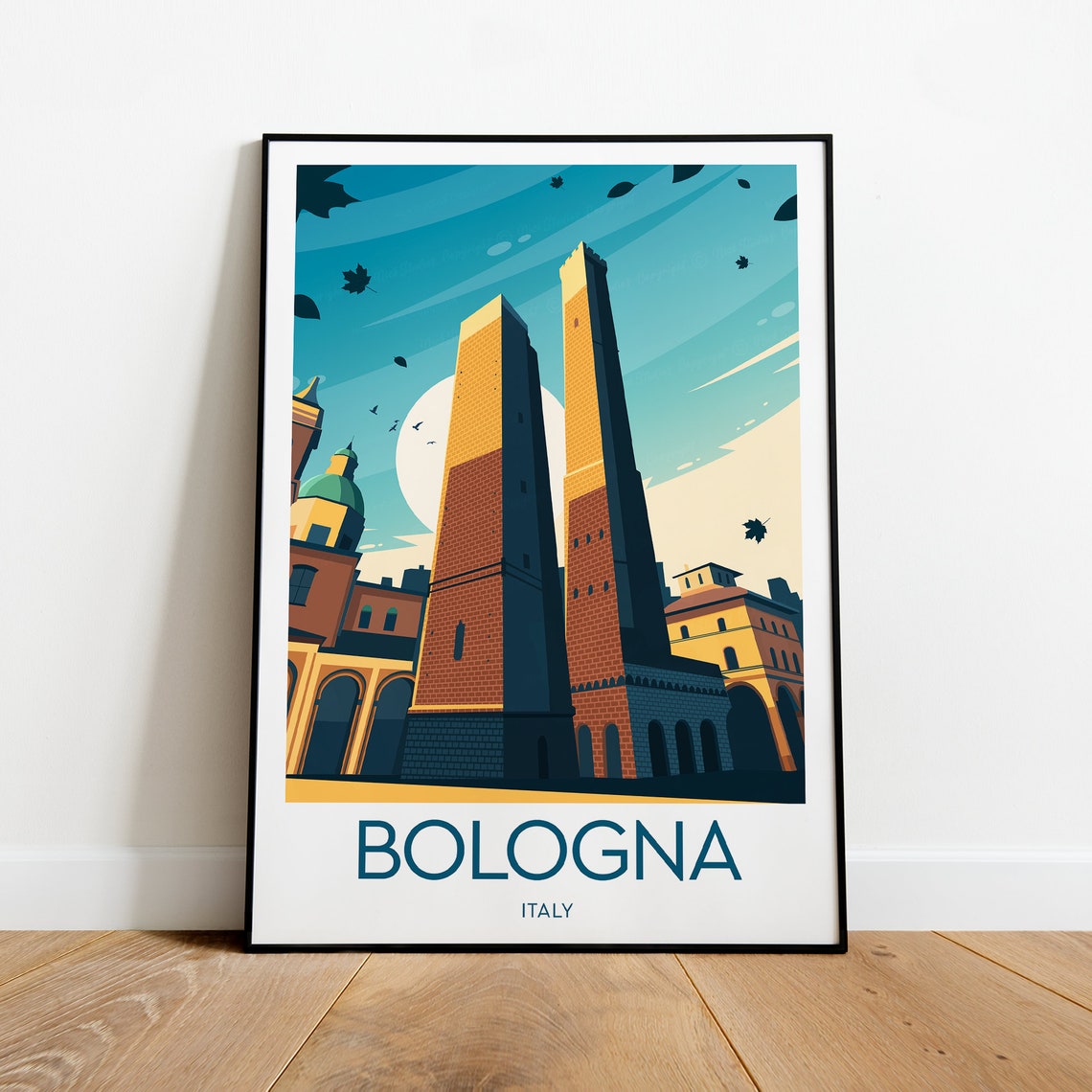 Bologna Italy Two Towers Historic City Centre Architecture Poster
