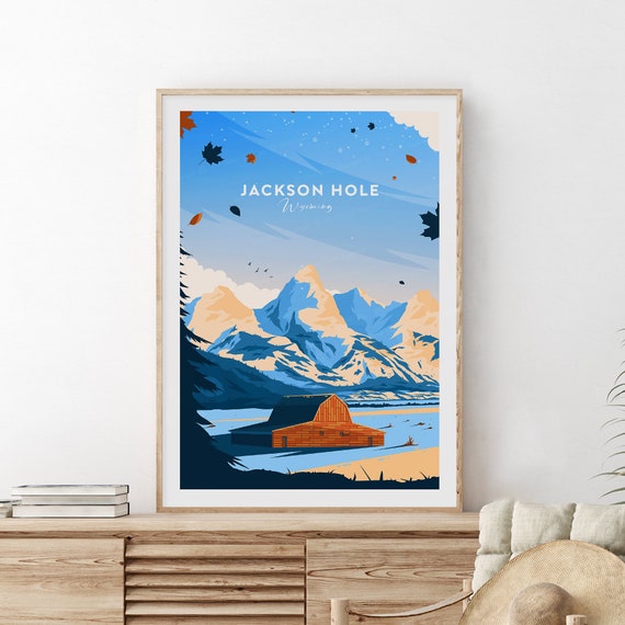 Jackson Hole Traditional Ski Print Wyoming Jackson Hole Ski Poster Wedding Gift Birthday