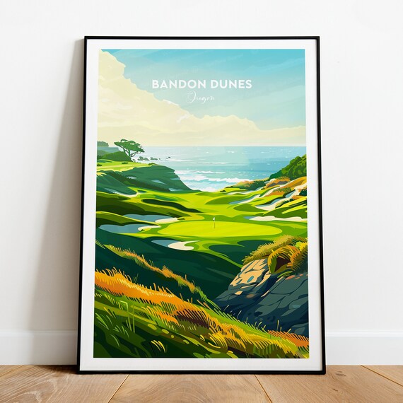 Brandon Dunes Traditional Golf Print Oregon Brandon Dunes Poster Wedding Gift Birthday Poster Custom Text Personalised Gift