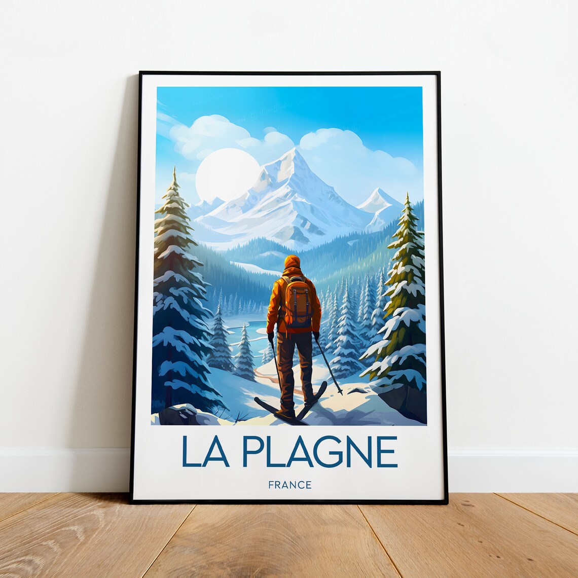 La Plagne France Ski Resort Snowy Mountain Peak Travel Poster