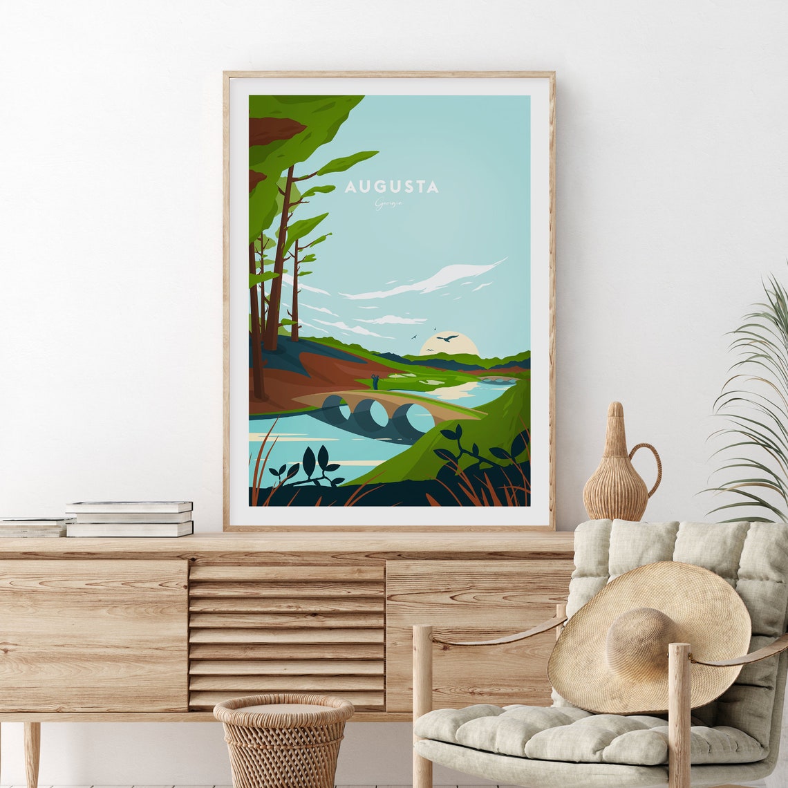 Augusta Georgia Golf Course Stone Bridge Green Sports Poster - Image 2