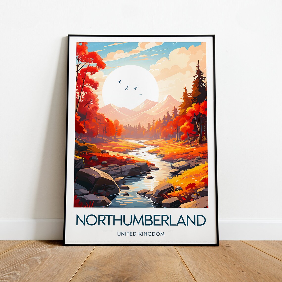 Northumberland United Kingdom Autumn River Valley Fall Colors Poster - Image 2