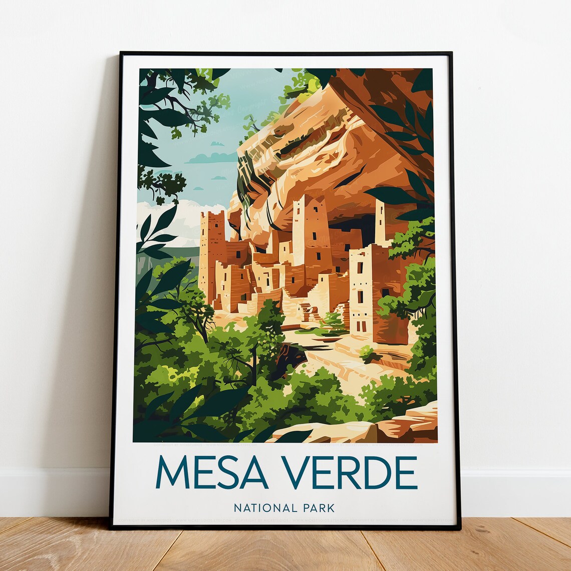 Mesa Verde National Park Ancient Cliff Dwellings Canyon Art Poster - Image 2