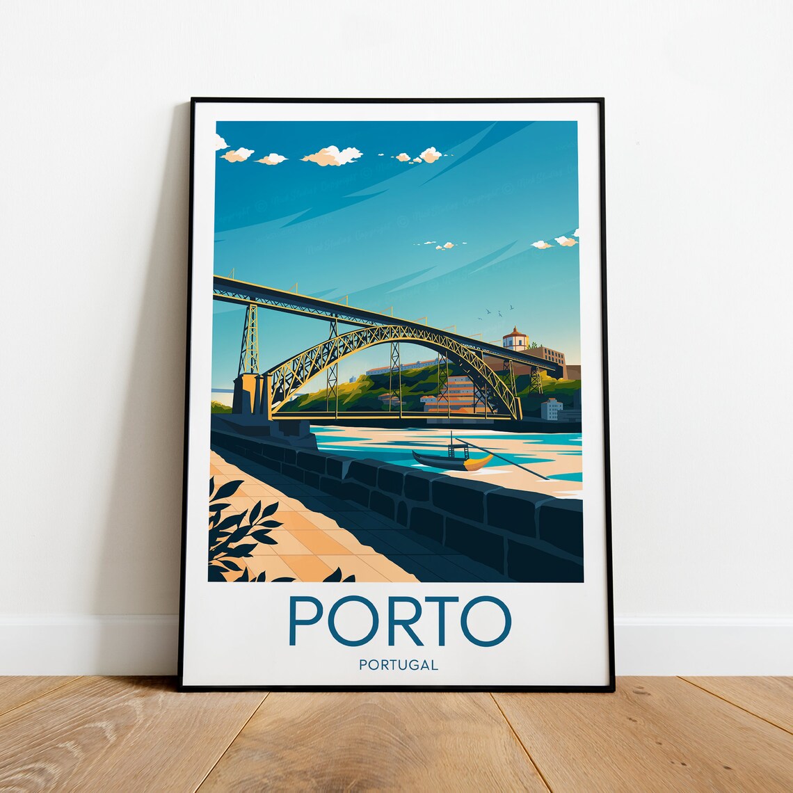 Porto Portugal Dom Luis Bridge Douro River Riverside Travel Poster